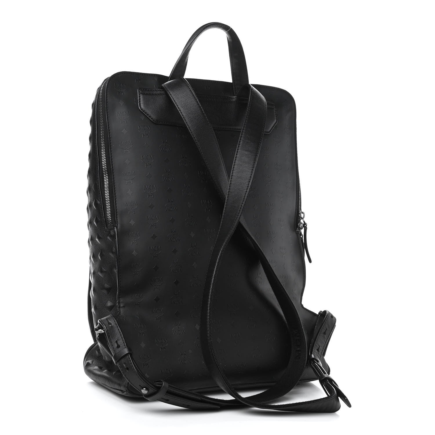 MCM Calfskin Embossed Medium M Moment Backpack Black 4 of 16
