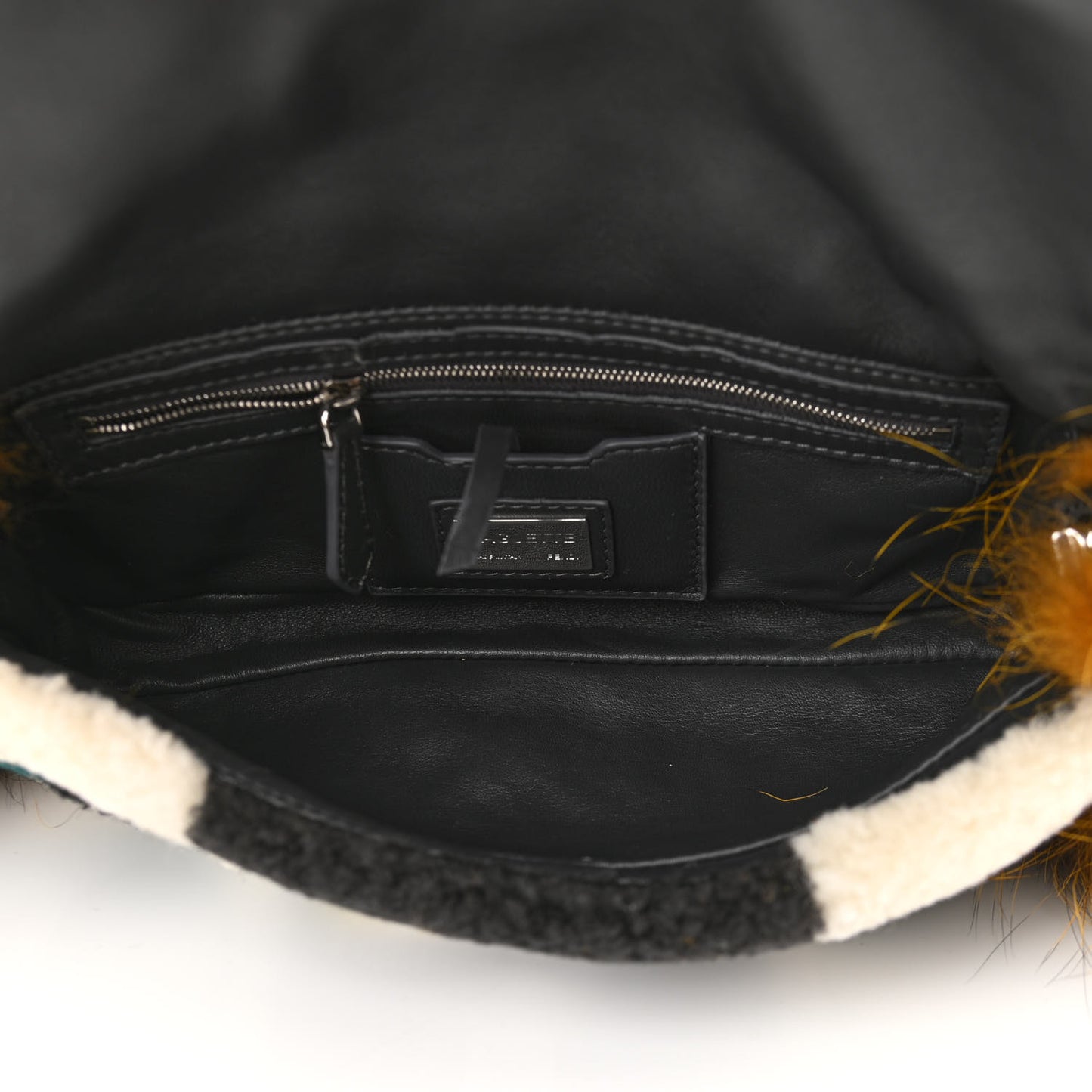 Shearling Calfskin Fox Fur Bugs Baguette Asphalto Multicolor
