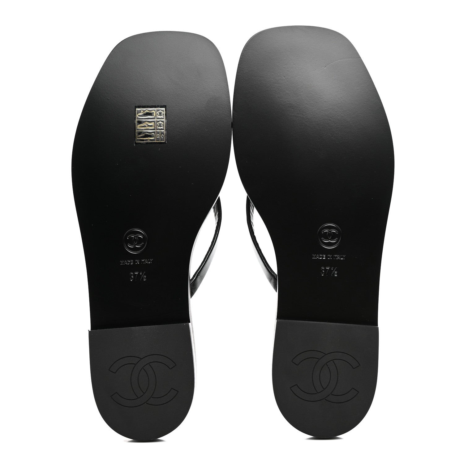 Chanel Goatskin CC Times Square Thong Sandals 37.5 Black 6 of 10
