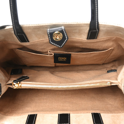Fendi Canvas Vitello Regular 2Jours Tote White Black 5 of 10