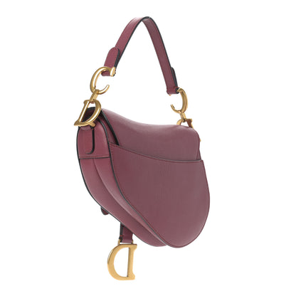 Christian Dior Grained Calfskin Mini Saddle Bag Burgundy 3 of 9