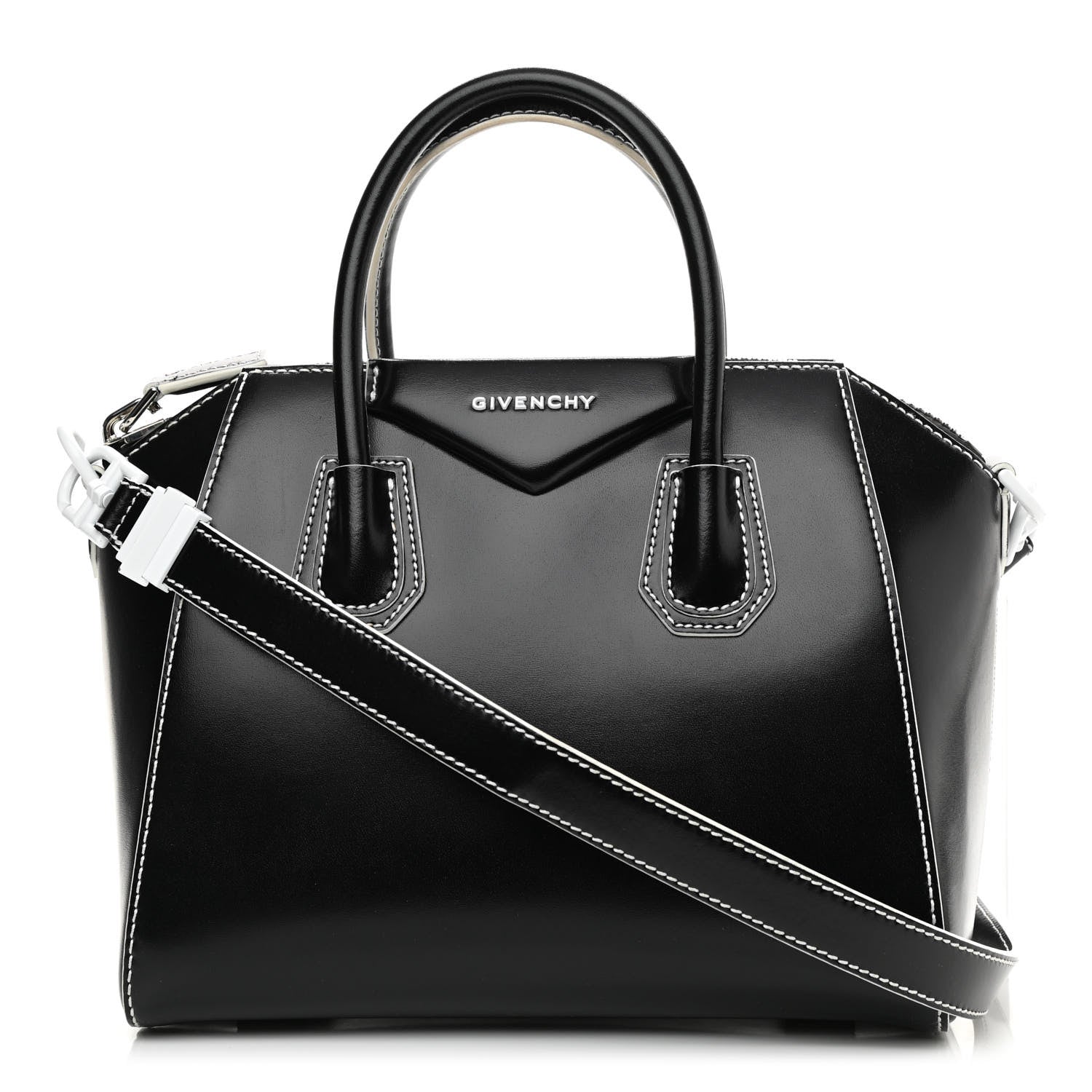 Givenchy Calfskin Contrast Topstitch Small Antigona Black White 1 of 10