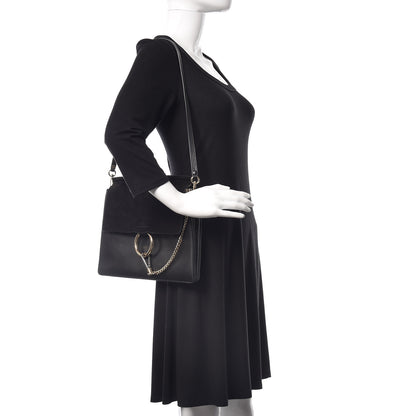 Chloe Suede Calfskin Medium Faye Shoulder Bag Black 2 of 14