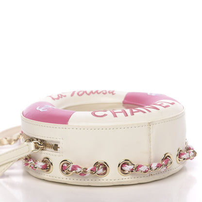 Chanel Lambskin Coco Lifesaver Round Bag Pink White 10 of 13