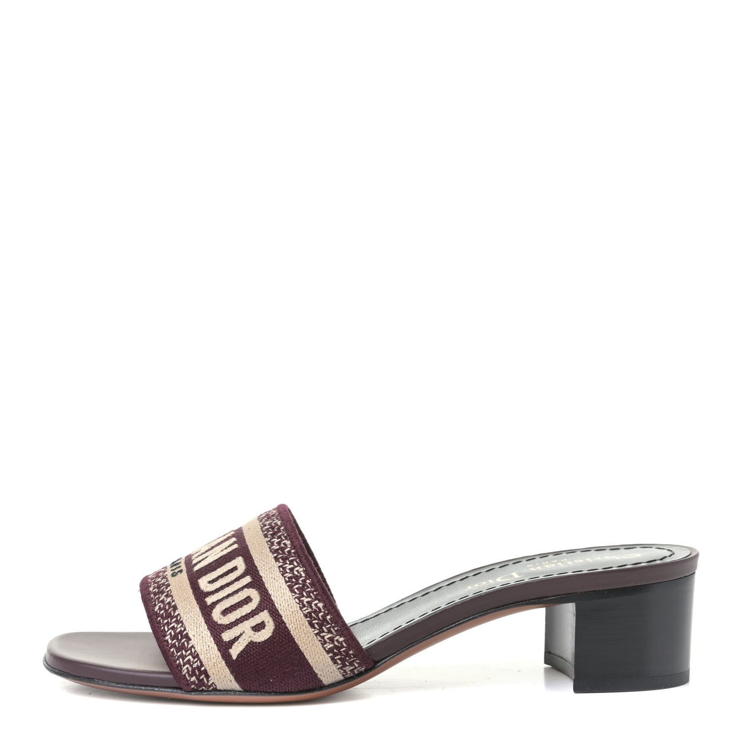 Christian Dior Cotton Embroidered Dway 50mm Slide Sandals 35.5 Deep Amaranth 1 of 6