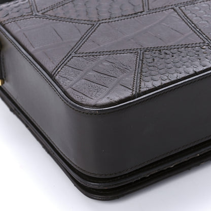 Saint Laurent Reptile Calfskin Embossed Patchwork Animal Monogram Universite Bag Brown 9 of 10