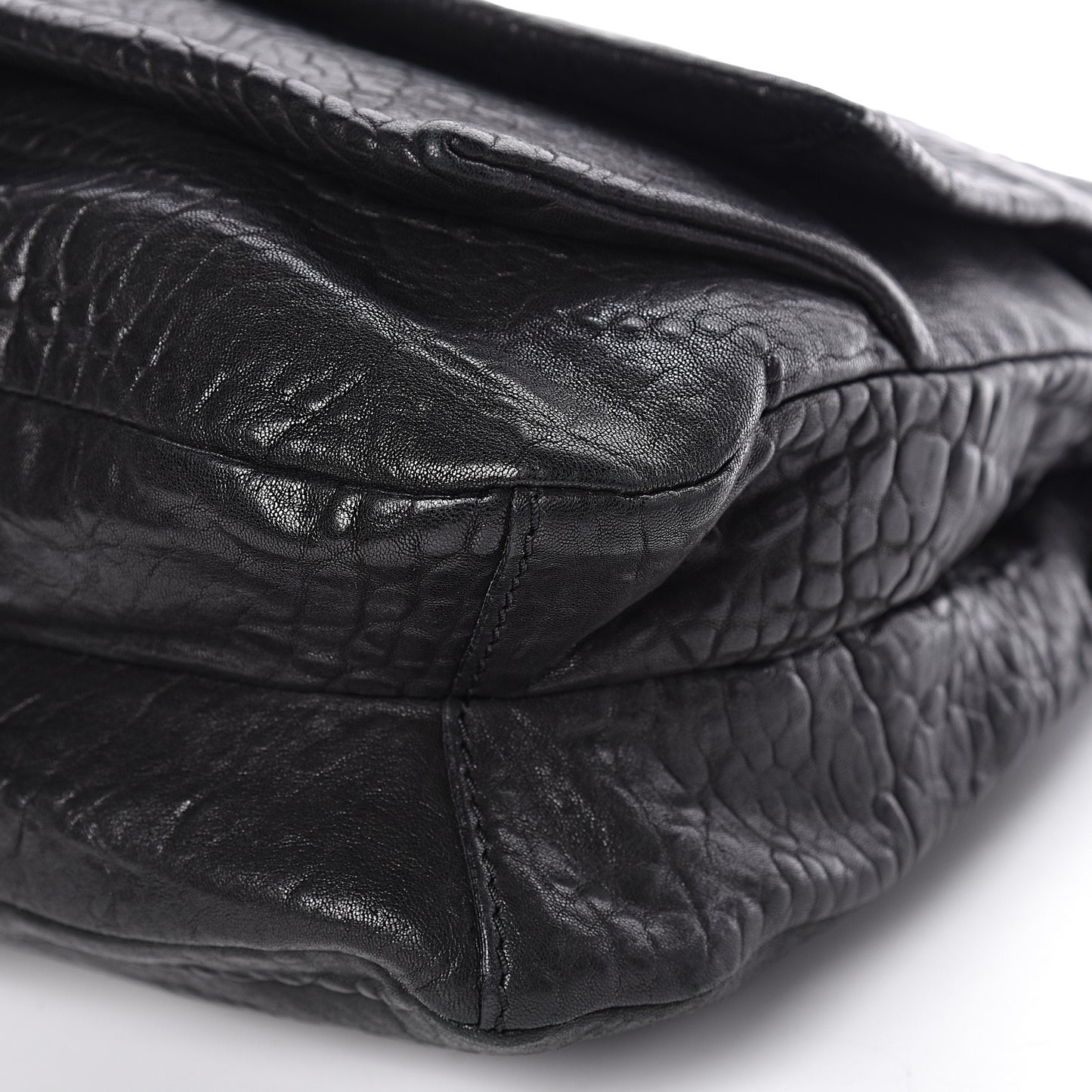 Pebbled Lambskin Shoulder Bag Black