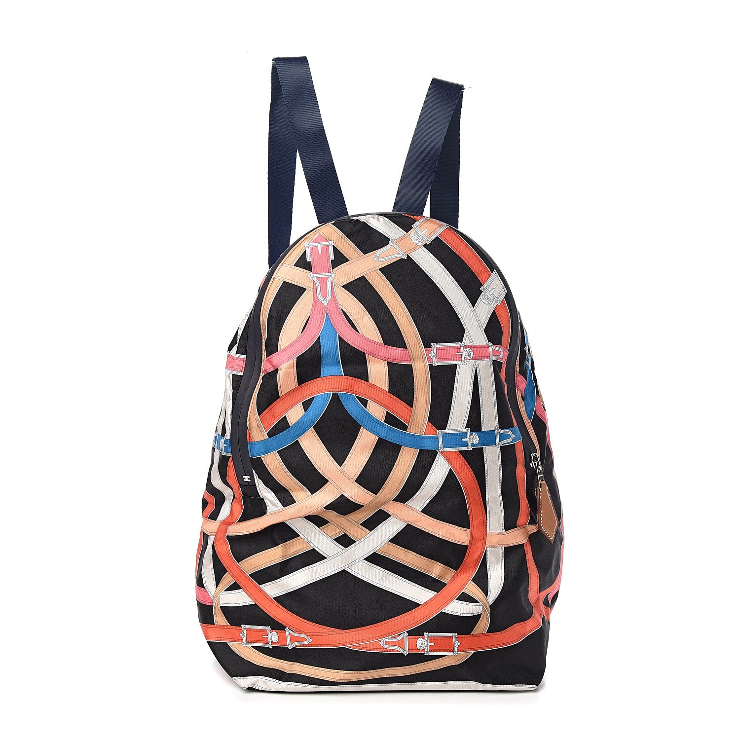 Hermes Silk Barenia Cavalcadour Airsilk Backpack Black Bleu Marine Fauve 1 of 8