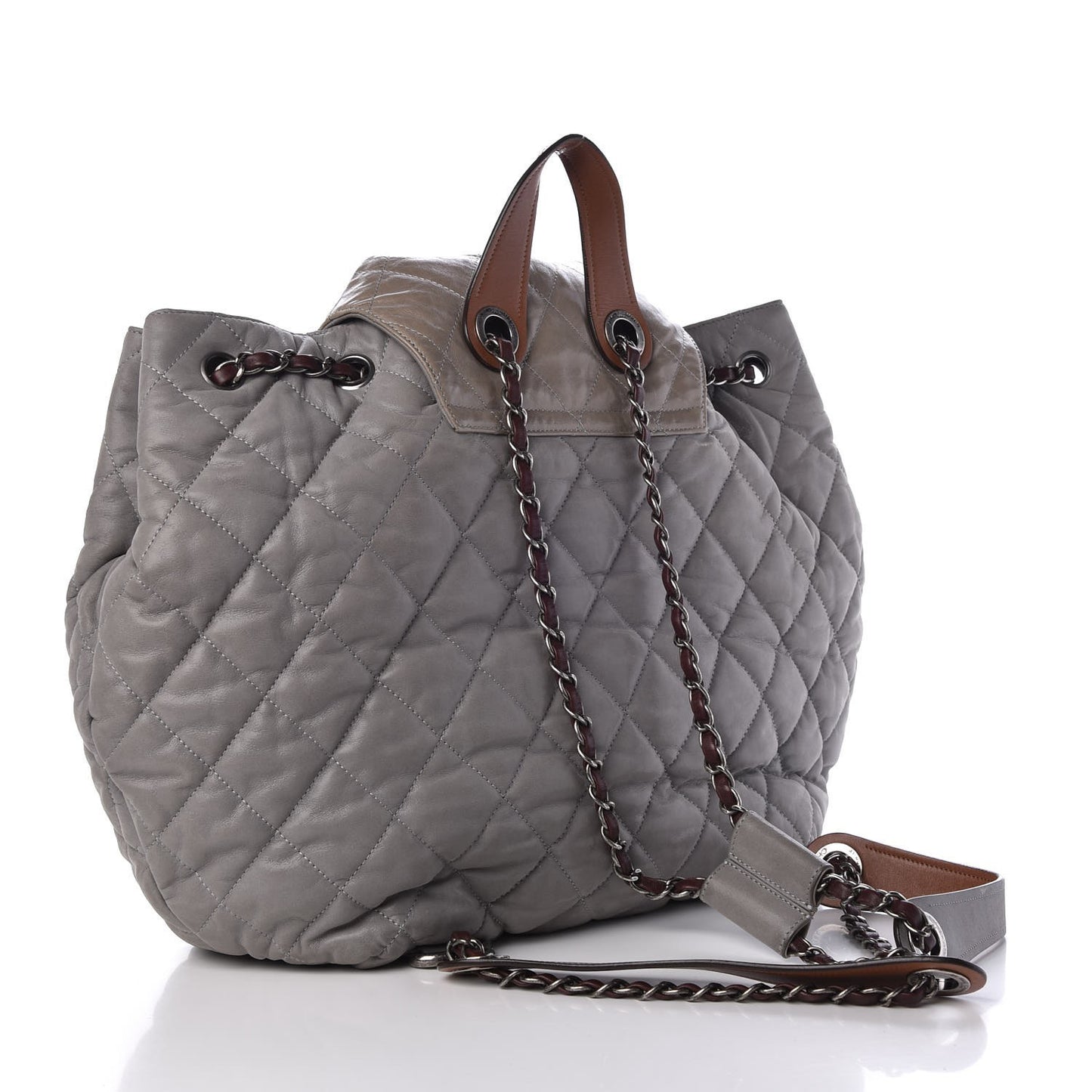 Iridescent Calfskin Quilted In The Mix Backpack Grey