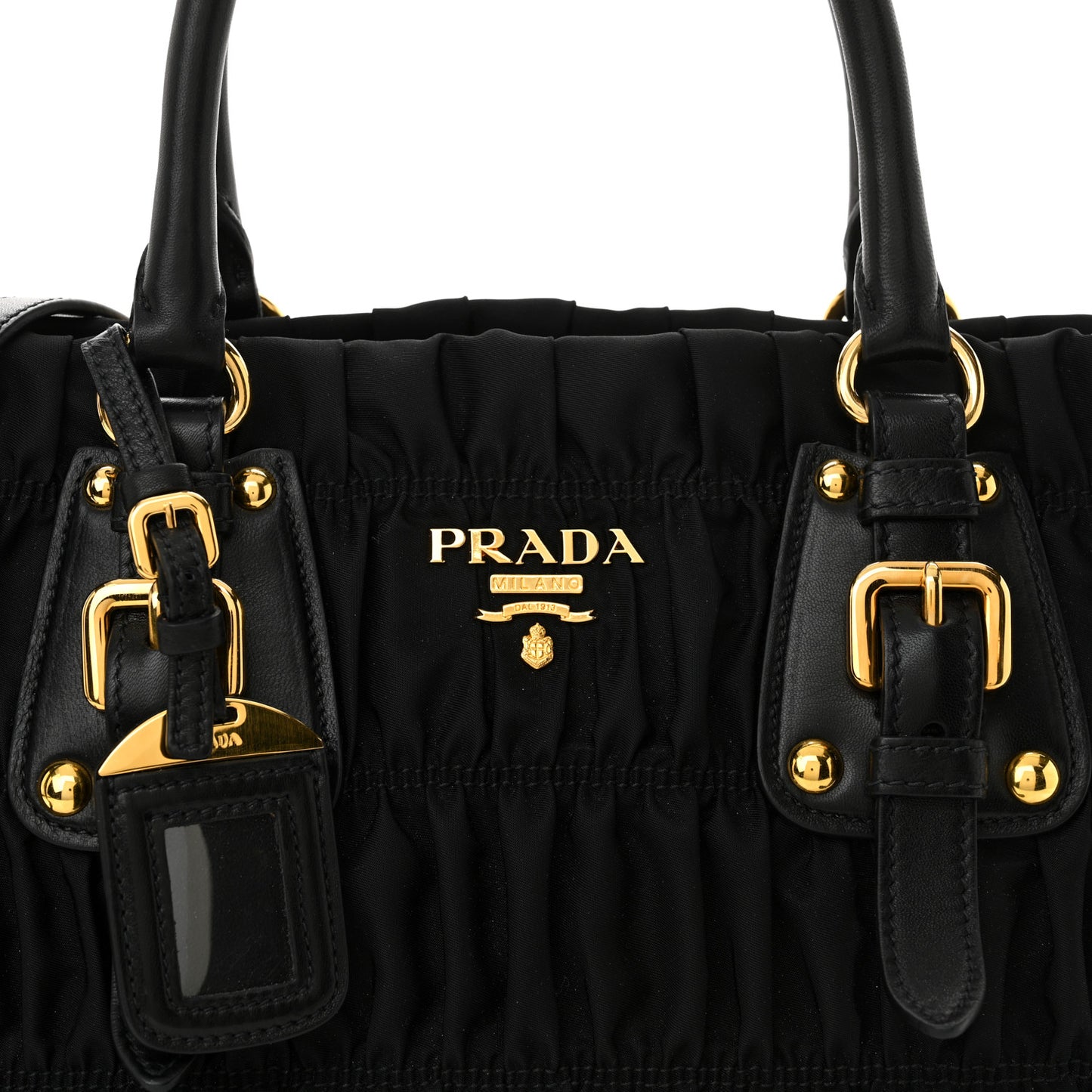 Tessuto Nylon Gaufre Shopping Satchel Black