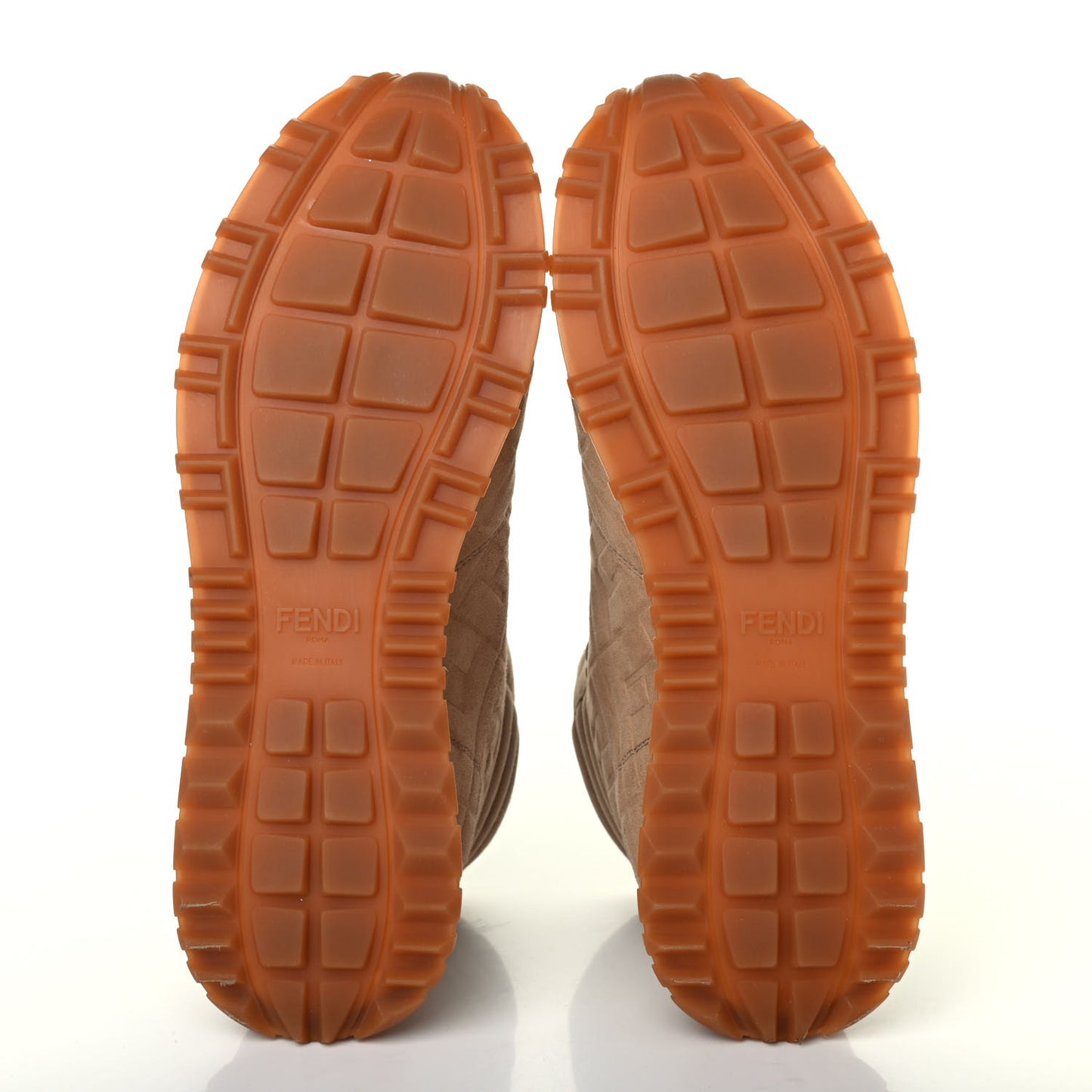 Suede Macro FF Embossed Mens High Top Sneakers 8 Nude