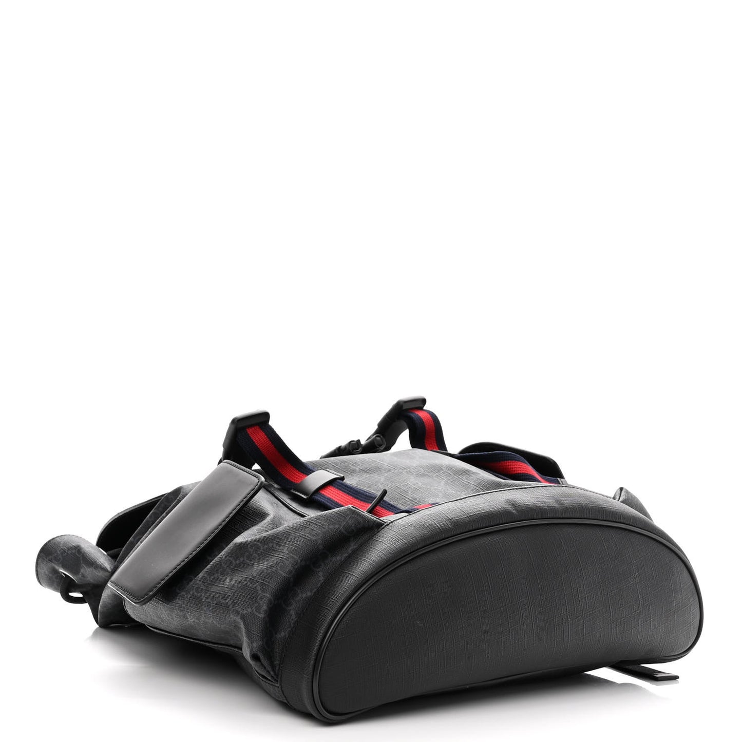 Soft GG Supreme Monogram Appia Calfskin Web Double Buckle Backpack Black