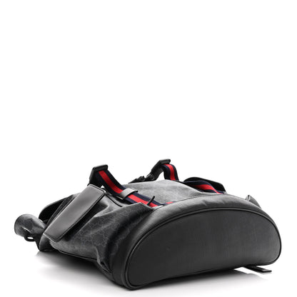Gucci Soft GG Supreme Monogram Appia Calfskin Web Double Buckle Backpack Black 4 of 10