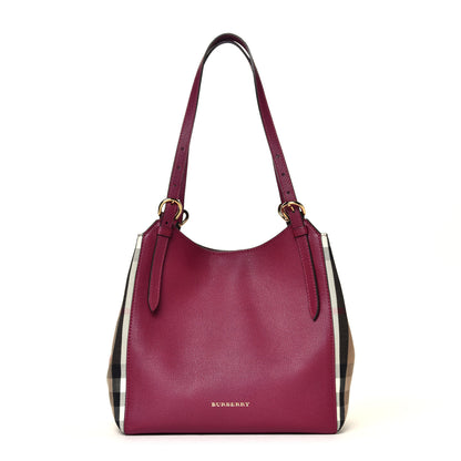 Burberry Grainy Calfskin House Check Small Canterbury Tote Berry Pink 1 of 5