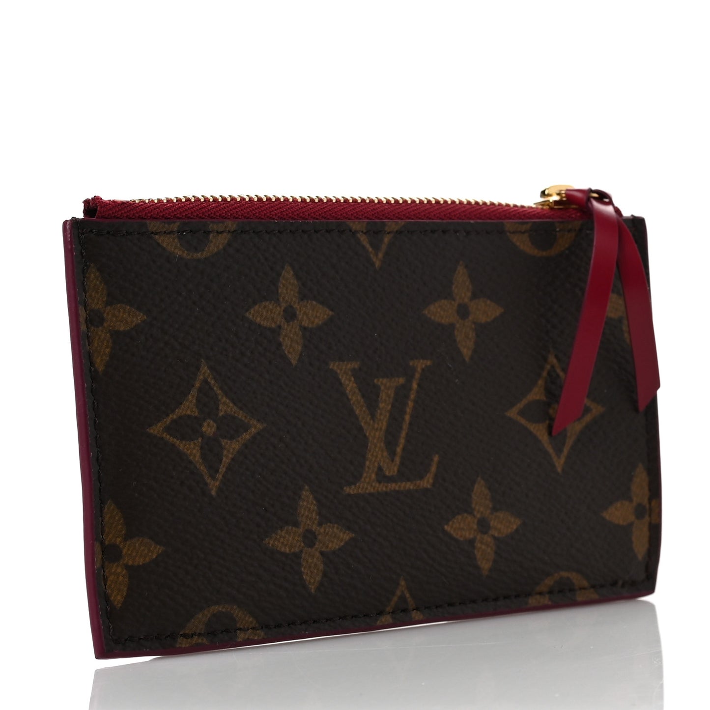 Monogram Zipped Card Holder Fuchsia