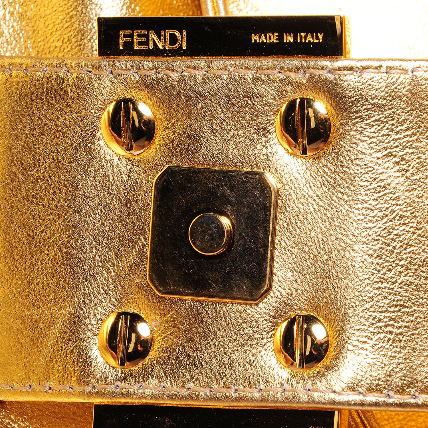 Fendi Leather Crystal Mama Baguette Gold 9 of 12