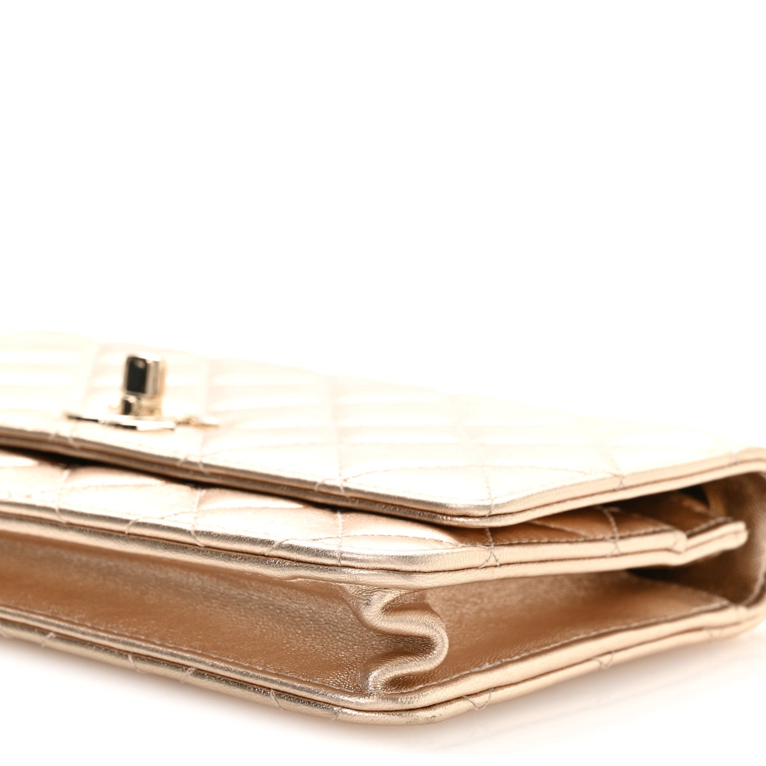Chanel Metallic Lambskin Quilted Trendy CC Wallet On Chain WOC Gold 11 of 12