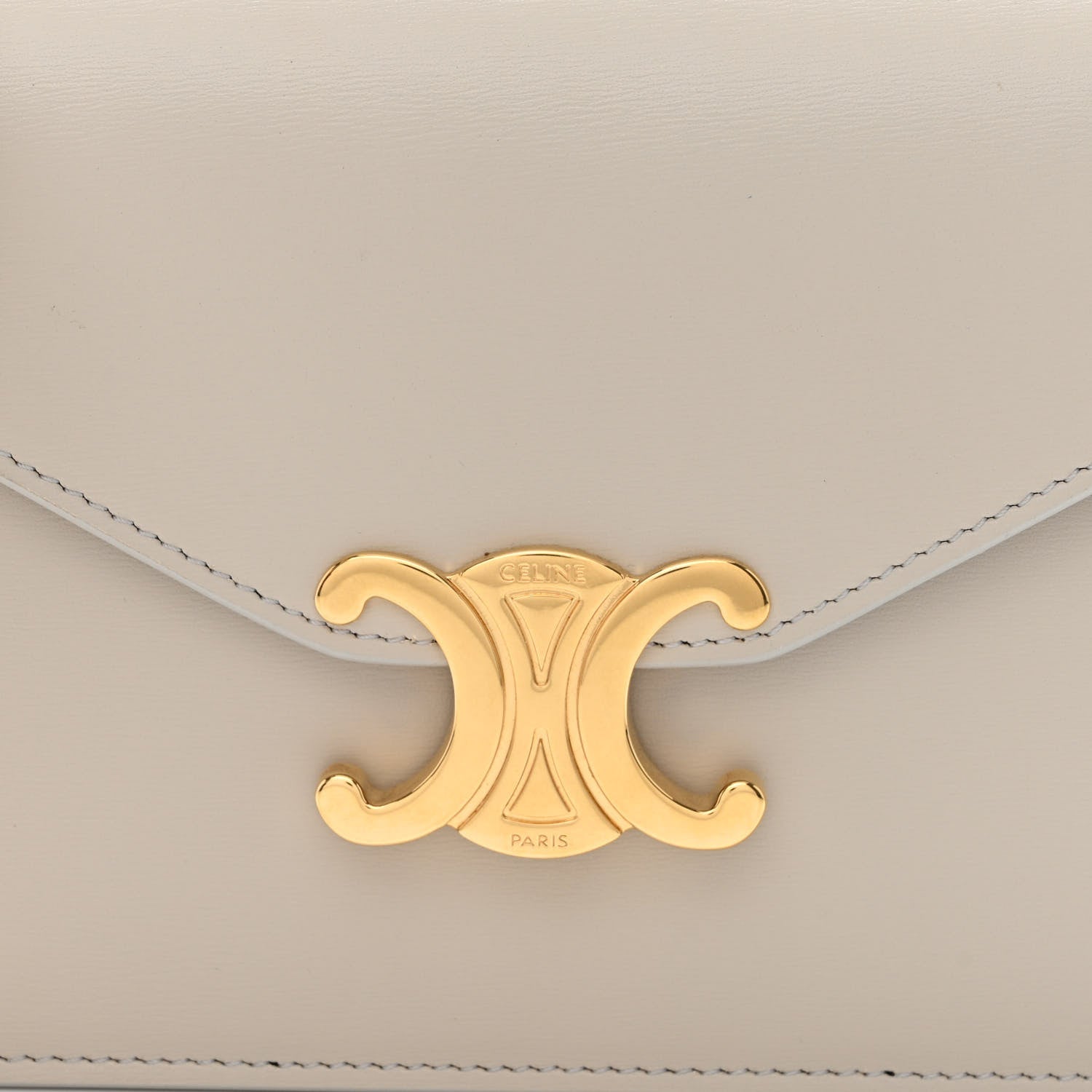 Celine Shiny Calfskin Triomphe Margo Wallet on Chain Light Stone 9 of 15