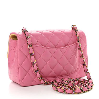 Chanel Lambskin Quilted Mini Rectangular Flap Pink Yellow 3 of 9