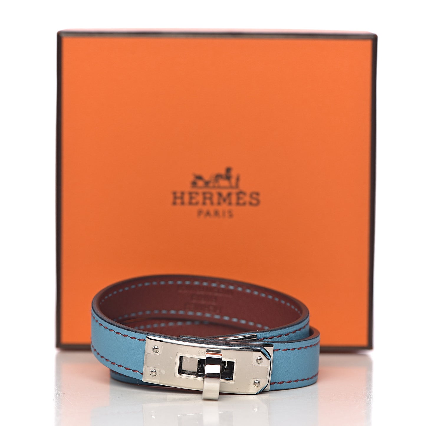 Swift Colorblock Kelly Double Tour Bracelet T2 Bleu Du Norr Rouge H