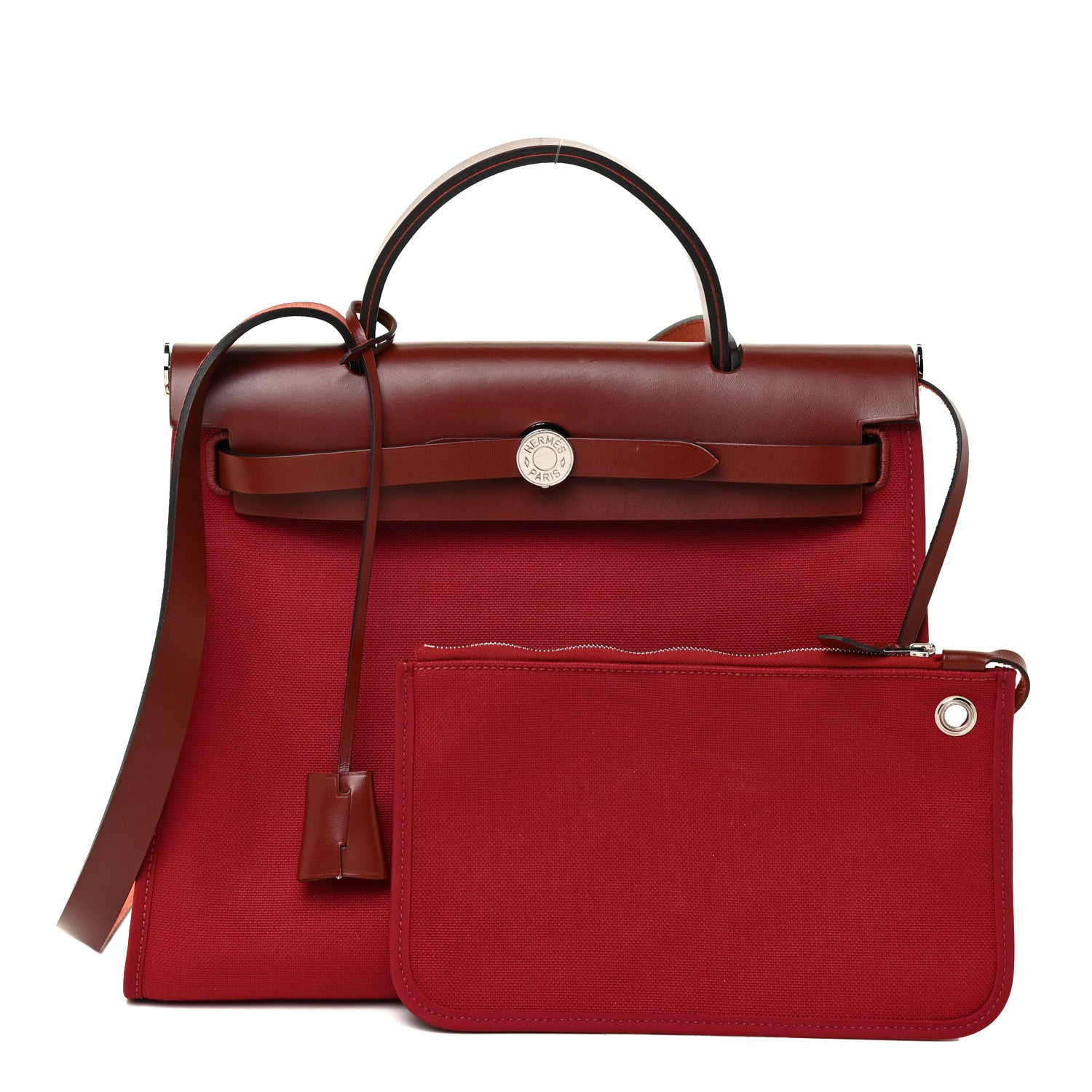 Hermes Military Toile Vache Hunter Herbag Zip 31 PM Rouge Grenat 1 of 15