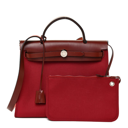 Hermes Military Toile Vache Hunter Herbag Zip 31 PM Rouge Grenat 1 of 15