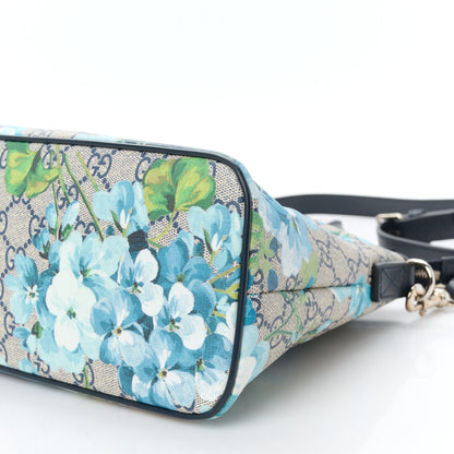 Gucci GG Supreme Monogram Blooms Small Zippered Tote Blue 10 of 10