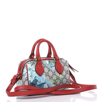 Gucci GG Supreme Monogram Blooms Mini Boston Navy Blue Hibiscus 3 of 9