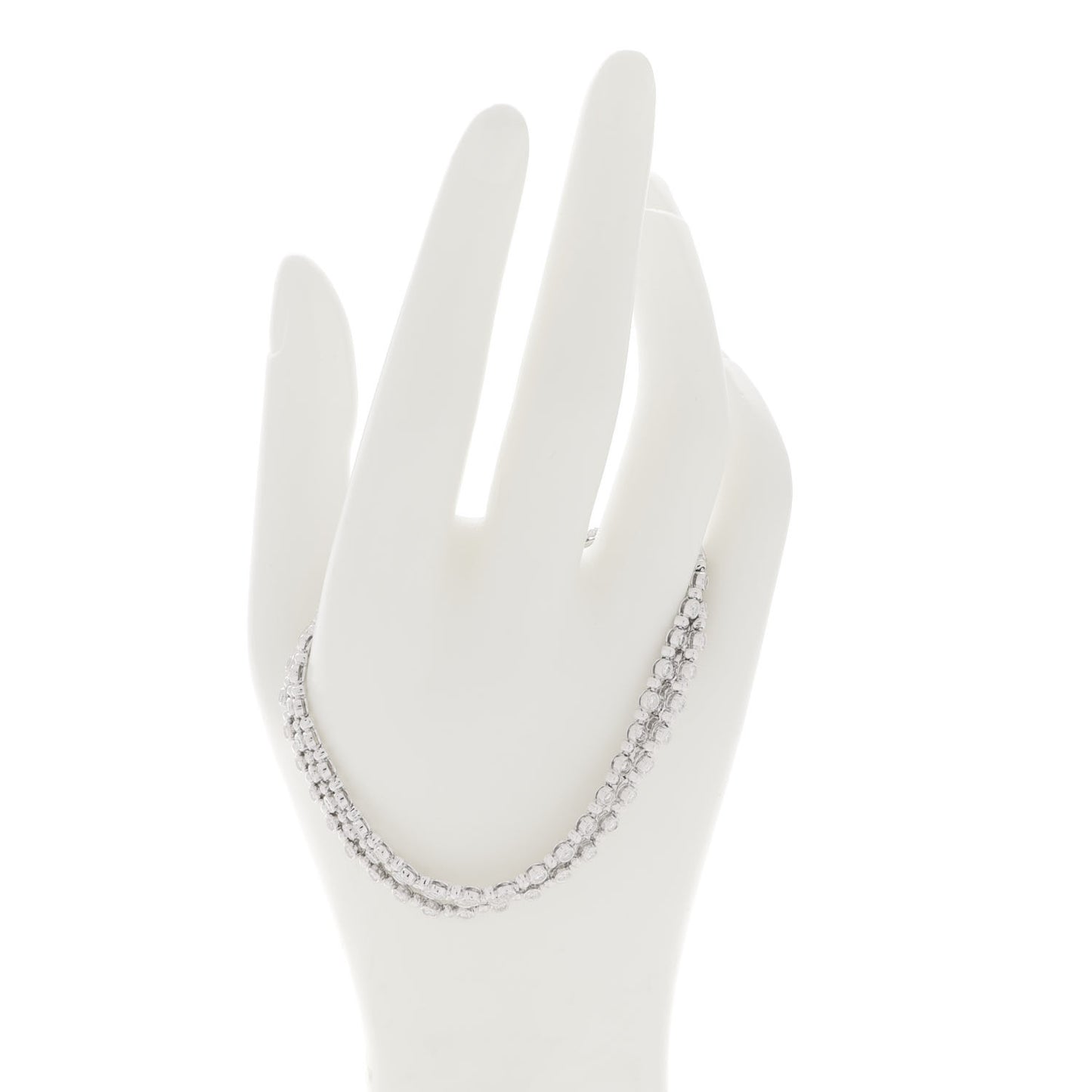 18K White Gold Diamond Cento 3 Row Bracelet