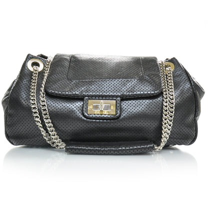 Chanel Metallic Calfskin Perforated Large Drill Accordion Flap Black 1 of 11
