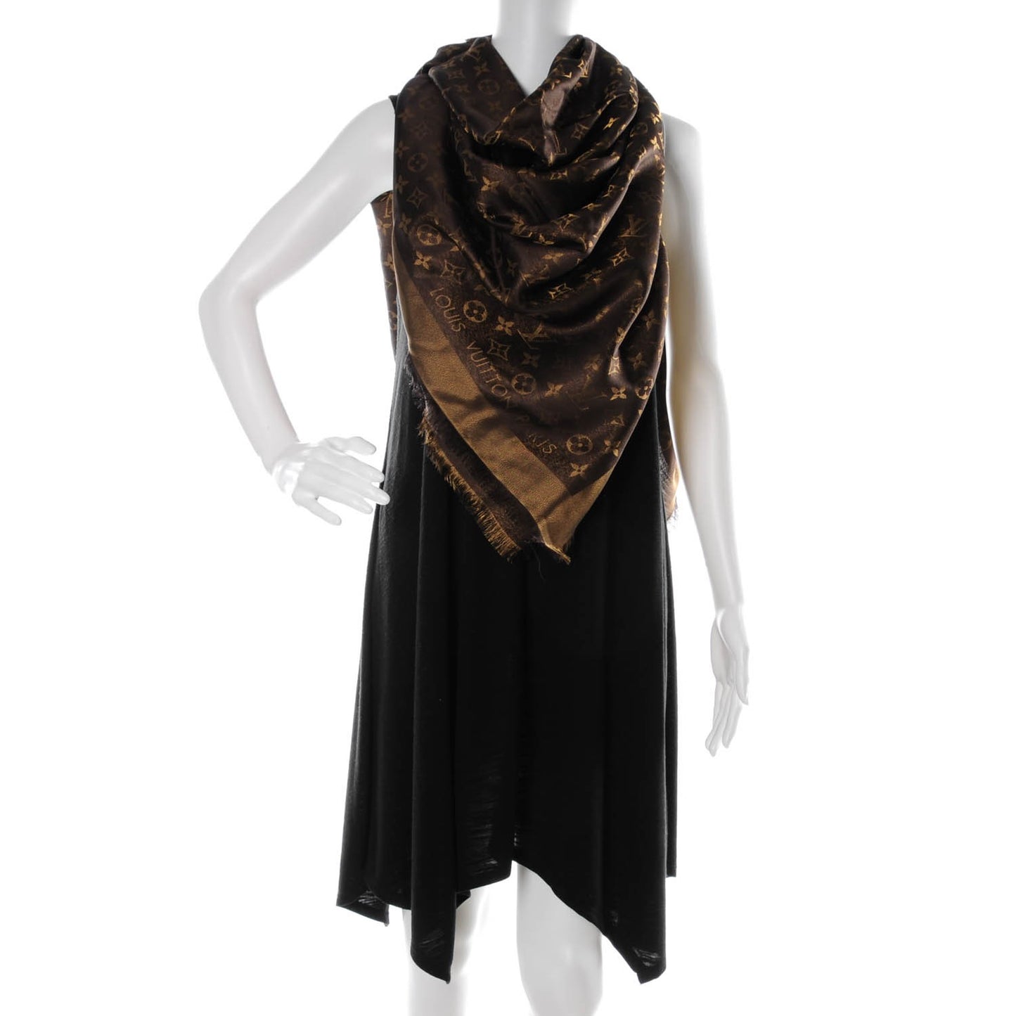 Silk Lurex Wool Monogram Shine Shawl Marron