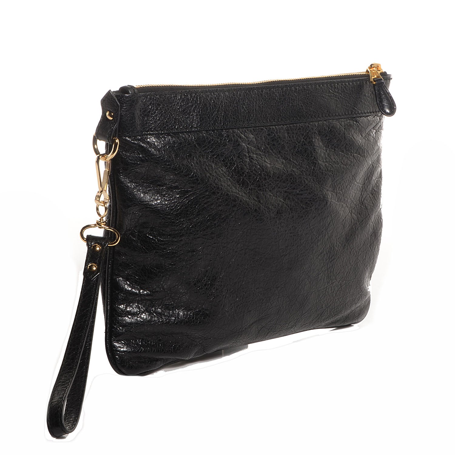 Balenciaga Agneau Giant 12 Gold Hardware Flat Handle Clutch Black 5 of 12