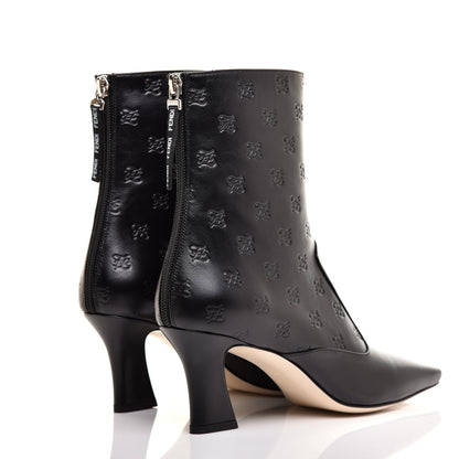 Fendi Vitello Karligraphy Embossed FFreedom Ankle Boots 38.5 Black 4 of 8