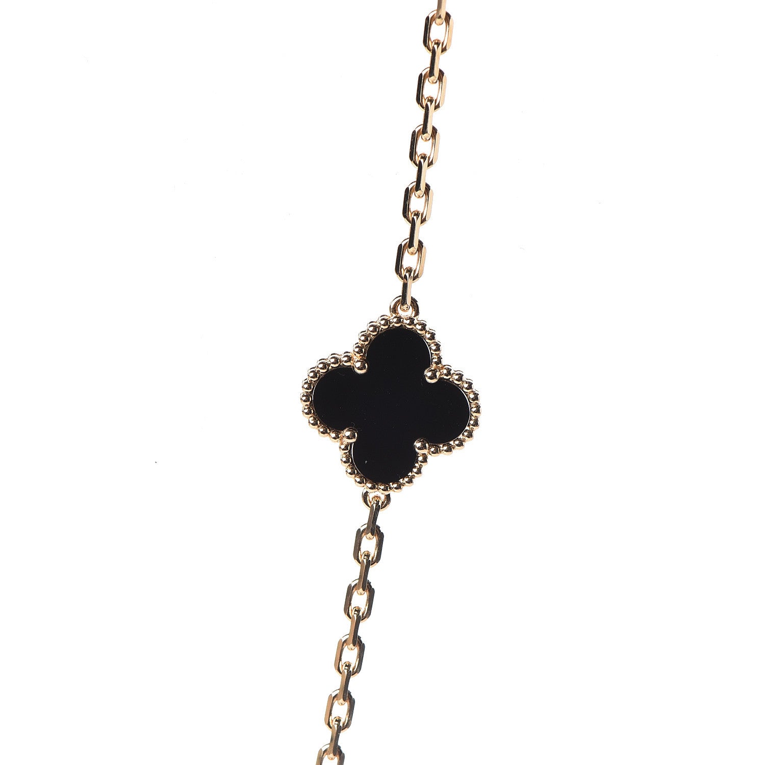 Van Cleef & Arpels 18K Yellow Gold Black Onyx 10 Motifs Vintage Alhambra Necklace 4 of 8