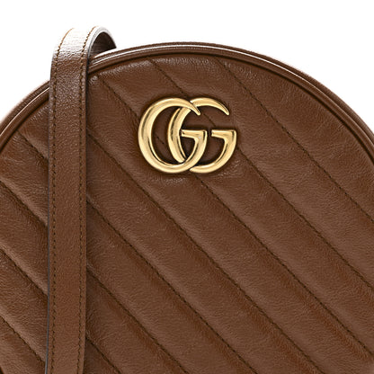 Gucci Azalea Calfskin Matelasse Diagonal Mini GG Marmont Round Shoulder Bag Cuir 8 of 10