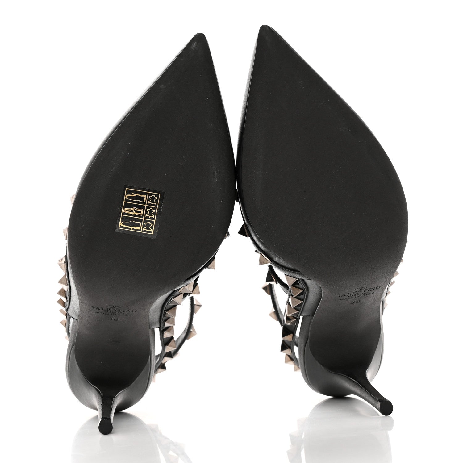 Valentino Garavani Calfskin Nappa Rockstud Ankle Strap 100mm Pumps 38 Black 6 of 11