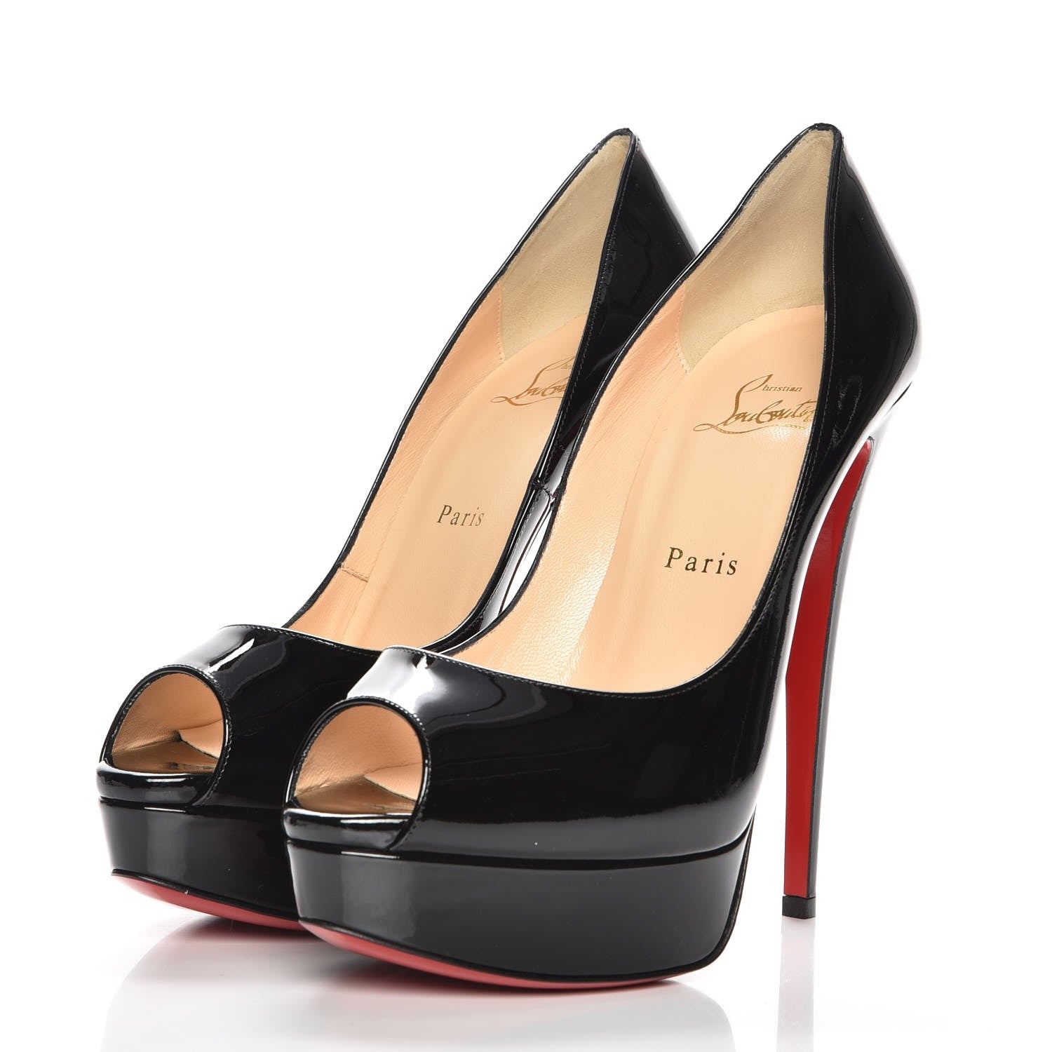 Christian Louboutin Patent Lady Peep 150 Pumps 39 Black 3 of 8