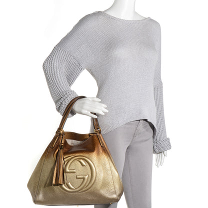 Gucci Metallic Pebbled Calfskin Medium Soho Shoulder Bag Gold Ombre 2 of 7