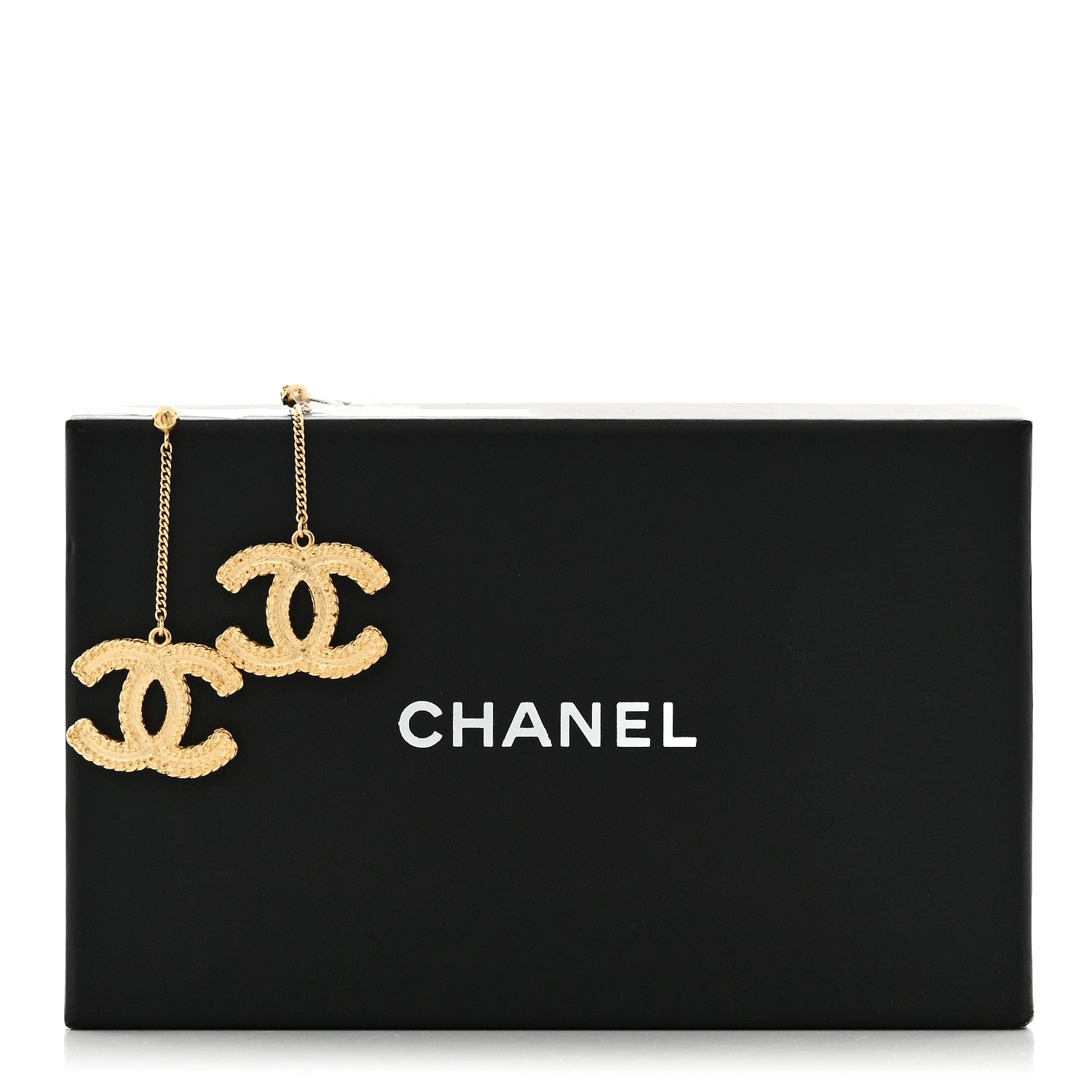 Chanel CC Drop Earrings Matte Gold 5 of 5