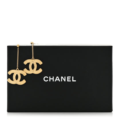 Chanel CC Drop Earrings Matte Gold 5 of 5