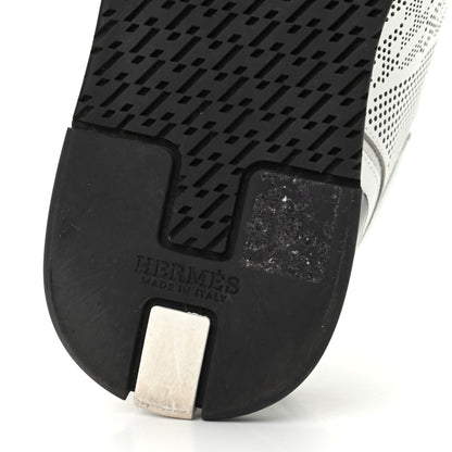 Hermes Perforated Calfskin Goatskin Bi-Color Womens C-Addict Sneakers 36.5 Black White 9 of 11