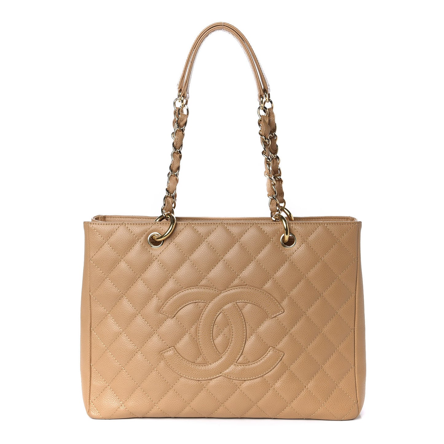 Caviar Quilted Grand Shopping Tote GST Beige Clair