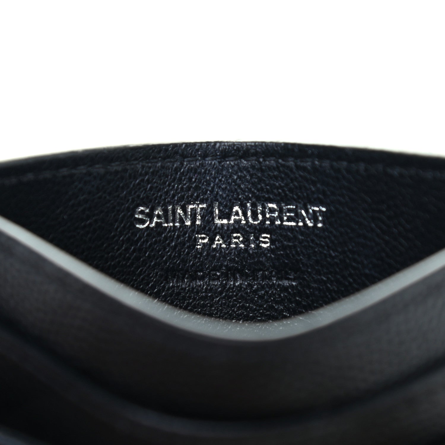 Saint Laurent Grain De Poudre Matelasse Chevron Monogram Credit Card Case Black 5 of 6