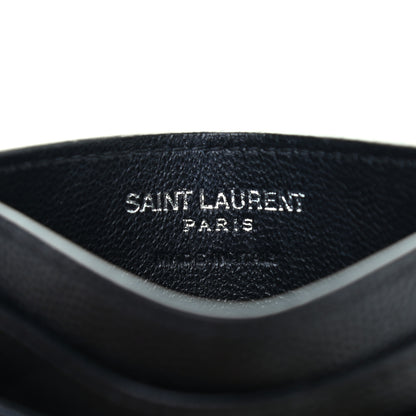 Saint Laurent Grain De Poudre Matelasse Chevron Monogram Credit Card Case Black 5 of 6