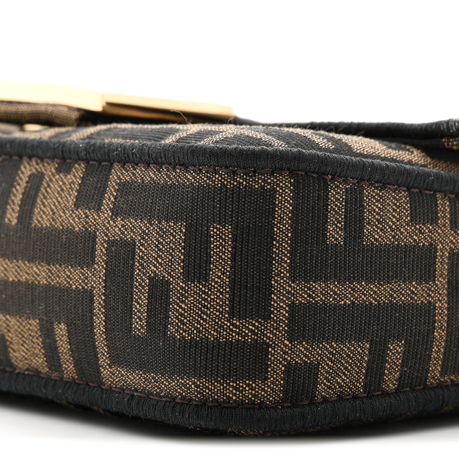 Fendi Fabric Jacquard FF 1974 Mini Baguette Tobacco Moro Black 10 of 11