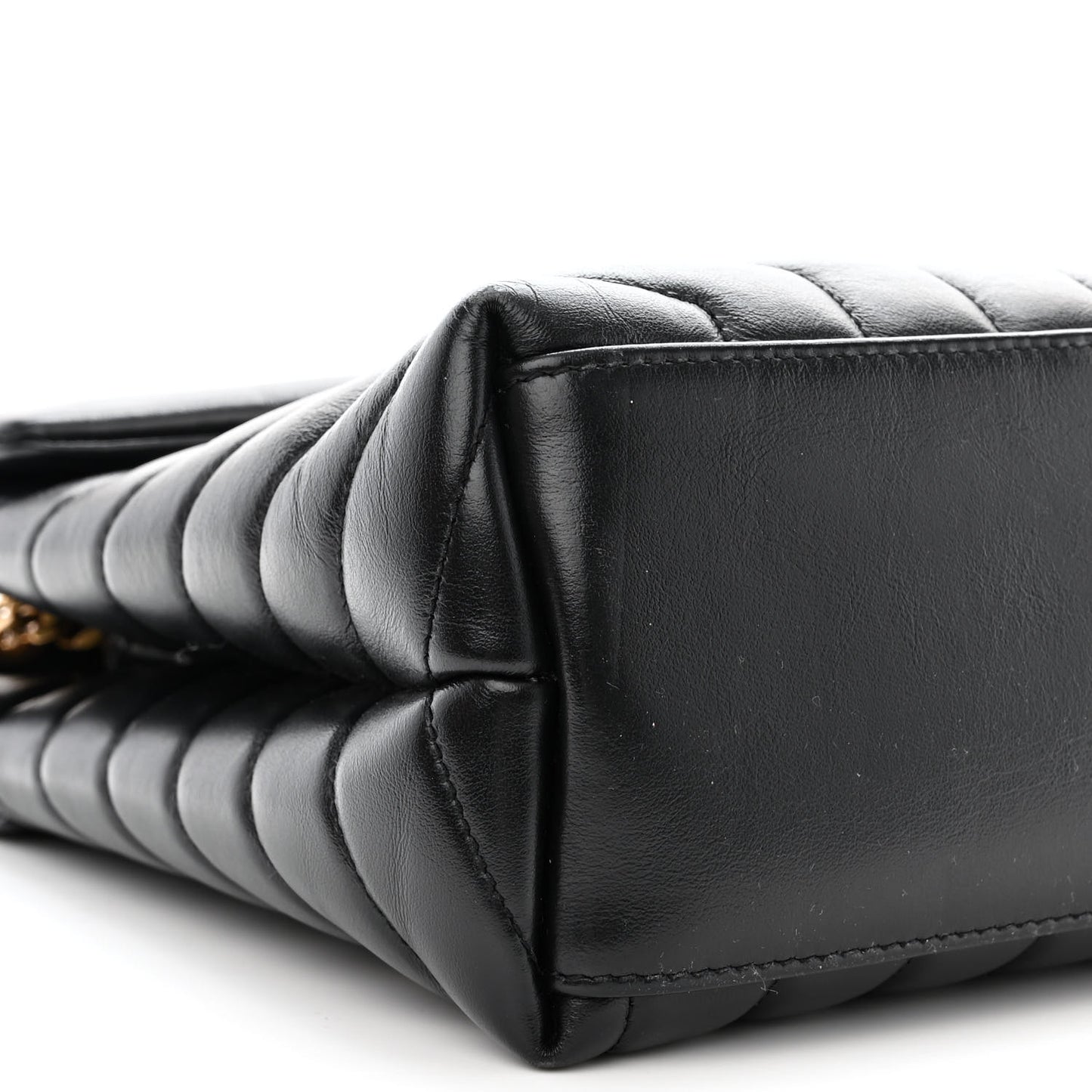 Calfskin Y Quilted Monogram Medium Loulou Chain Satchel Black