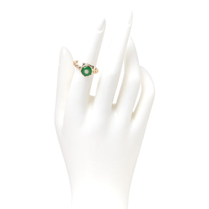 Gucci 18K Yellow Gold Jade Diamond Le Marché Des Merveilles Feline Ring 49 5 2 of 8