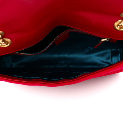 Gucci Velvet Matelasse Medium GG Marmont Shoulder Bag Hibiscus Red 5 of 12