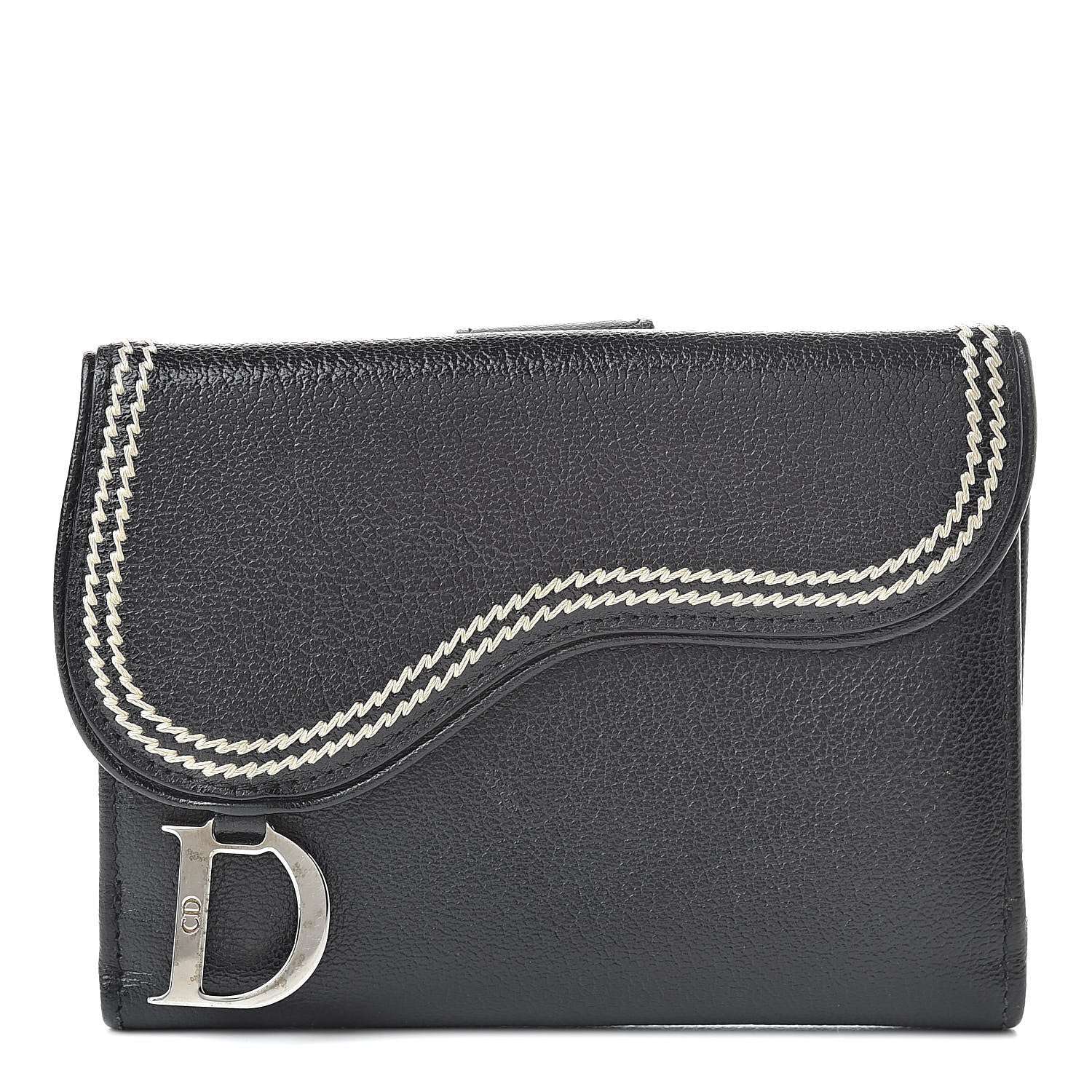 Christian Dior Goatskin Saddle Compact Wallet Black 1 of 11