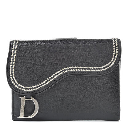 Christian Dior Goatskin Saddle Compact Wallet Black 1 of 11